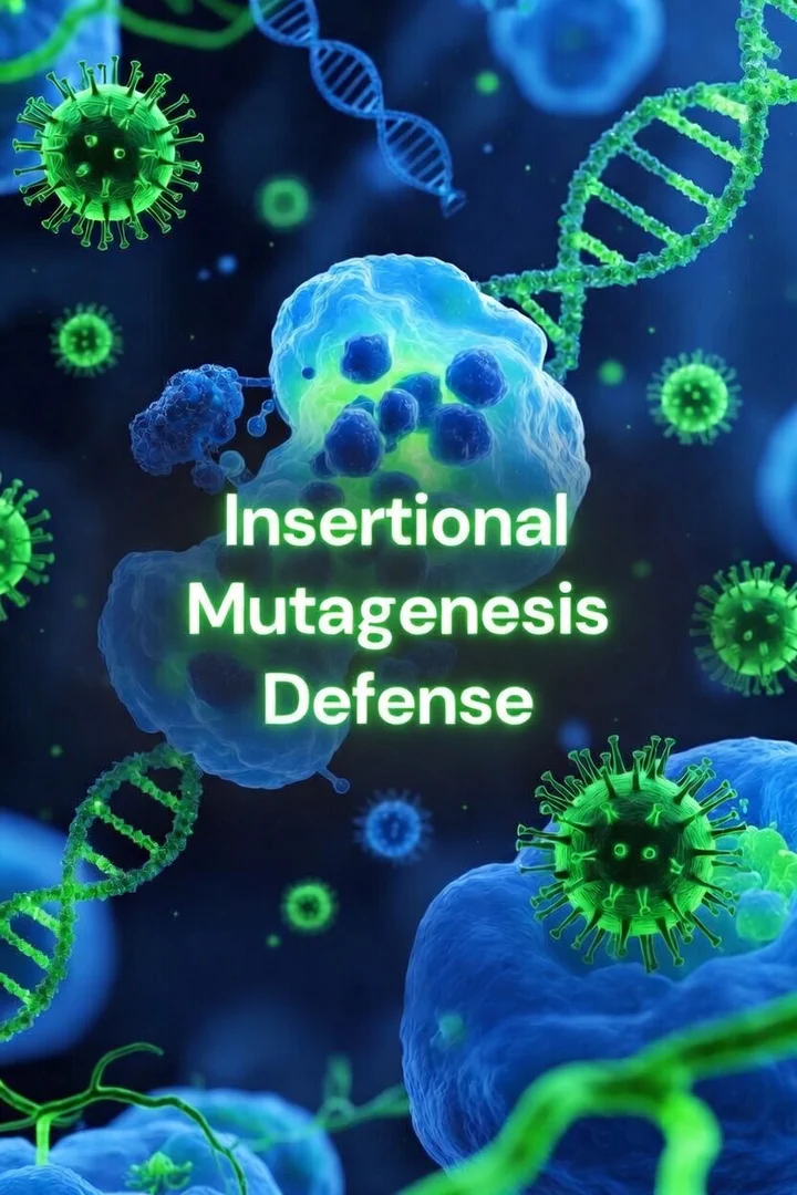 Abstract visualization of genomic defense mechanisms with DNA helix and protective cellular barriers